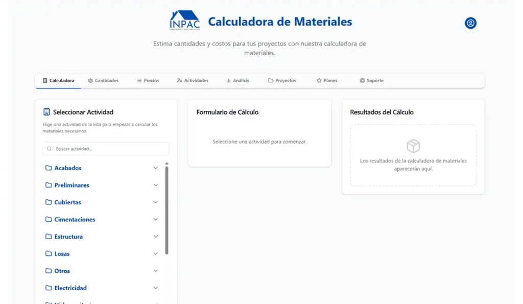 calculadora de materiales