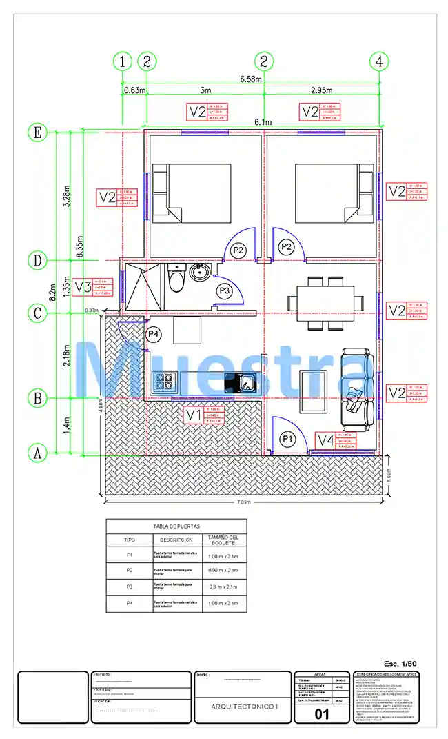 Casa económica de 48 m2